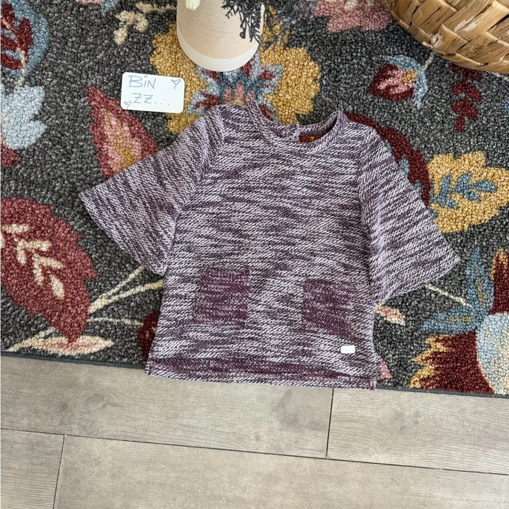 Kids Marled Purple Knit Short-Sleeve Top